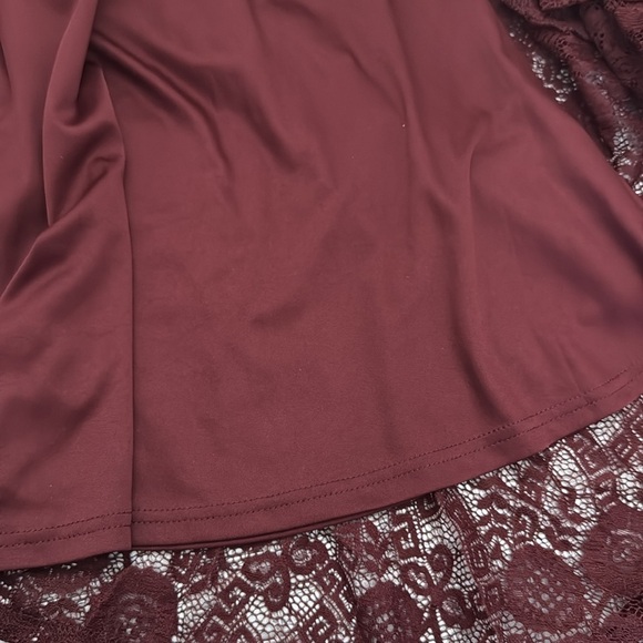 BeryLove Floral Lace short Cap SleeveBurgundy-midi dress size medium - Picture 7 of 8